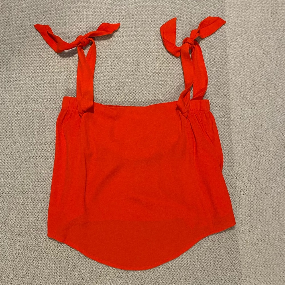 Astr Orange Tie-Shoulder Square Neck Crop Top